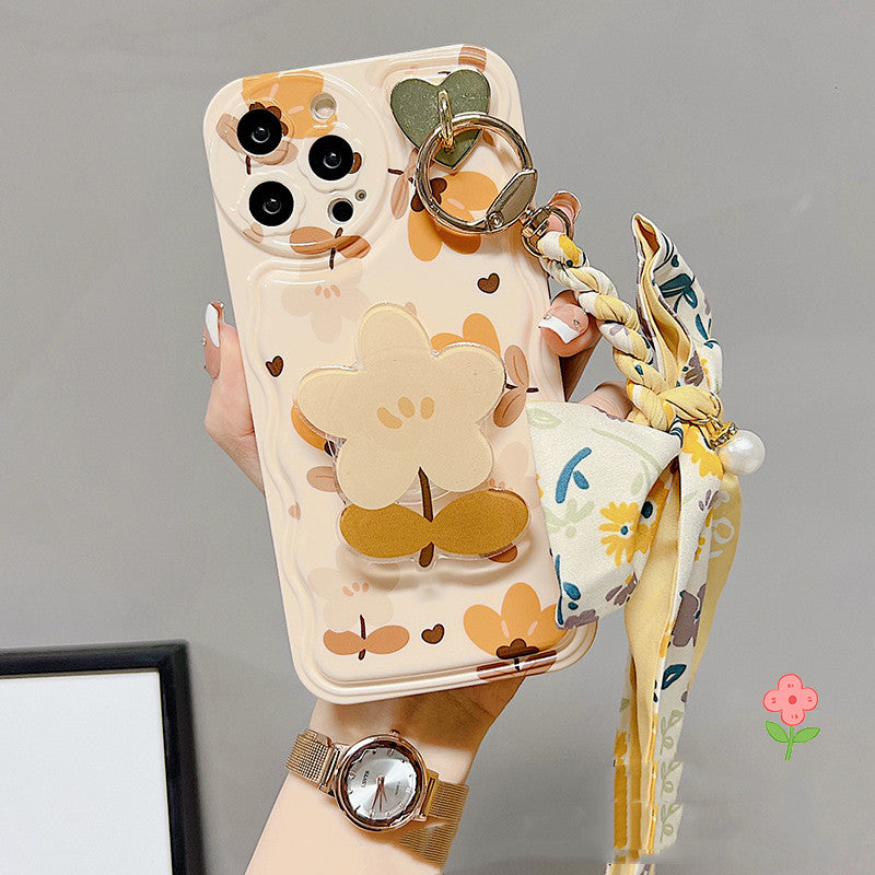 Floral Phone Case With Bow and Bracket