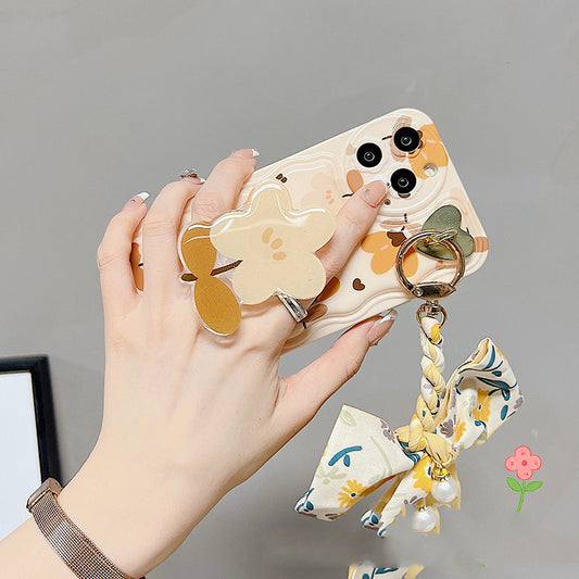 Floral Phone Case With Bow and Bracket